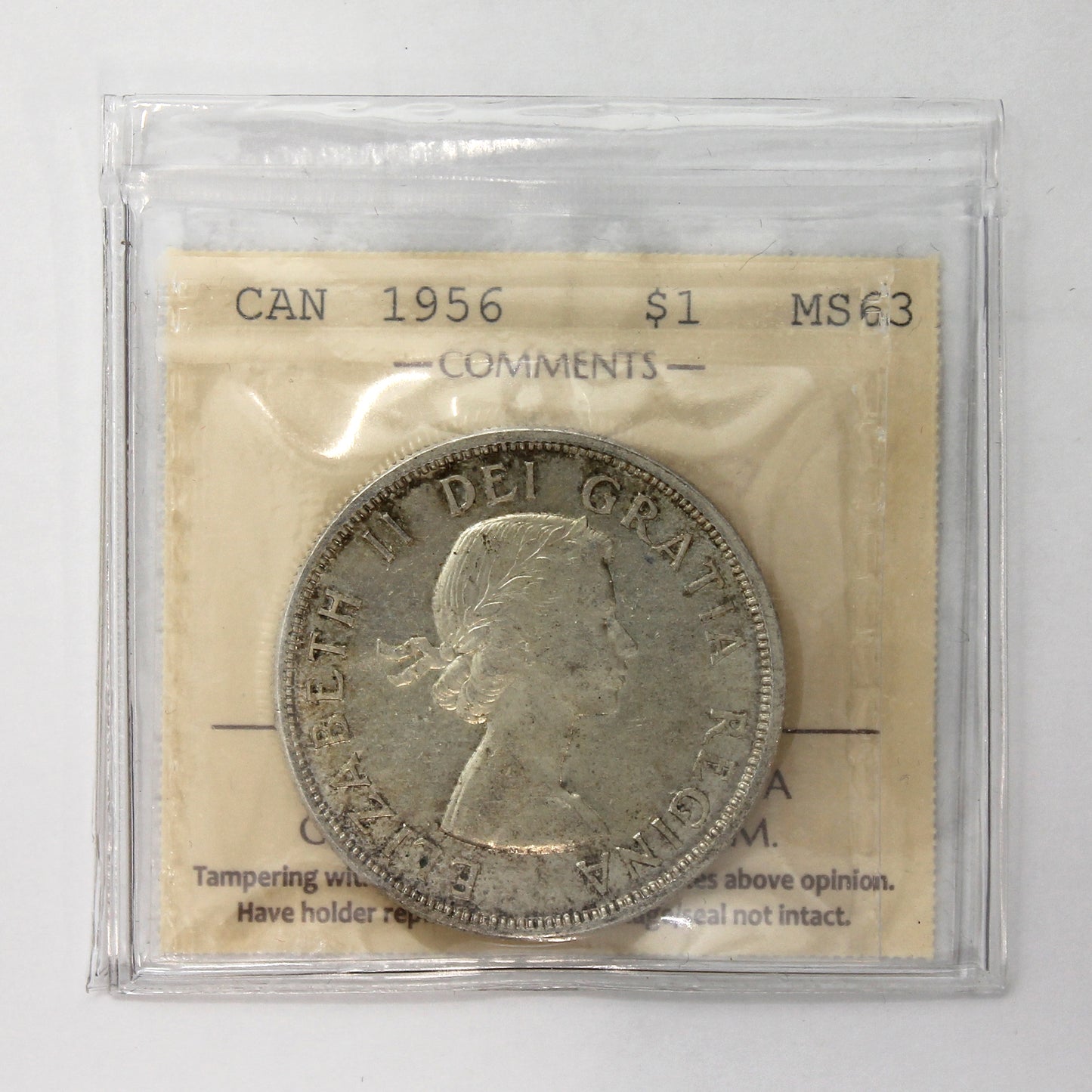 1956 Canada Dollar ICCS Certified MS63 (Lightly Toned)
