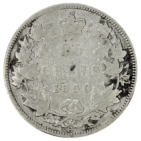 1880H Narrow Over Wide 0 Canada 25-cents G-VG (G6) (Impaired)