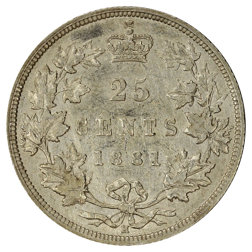 1881H Canada 25-cents Extra Fine (EF40) (Scratched)