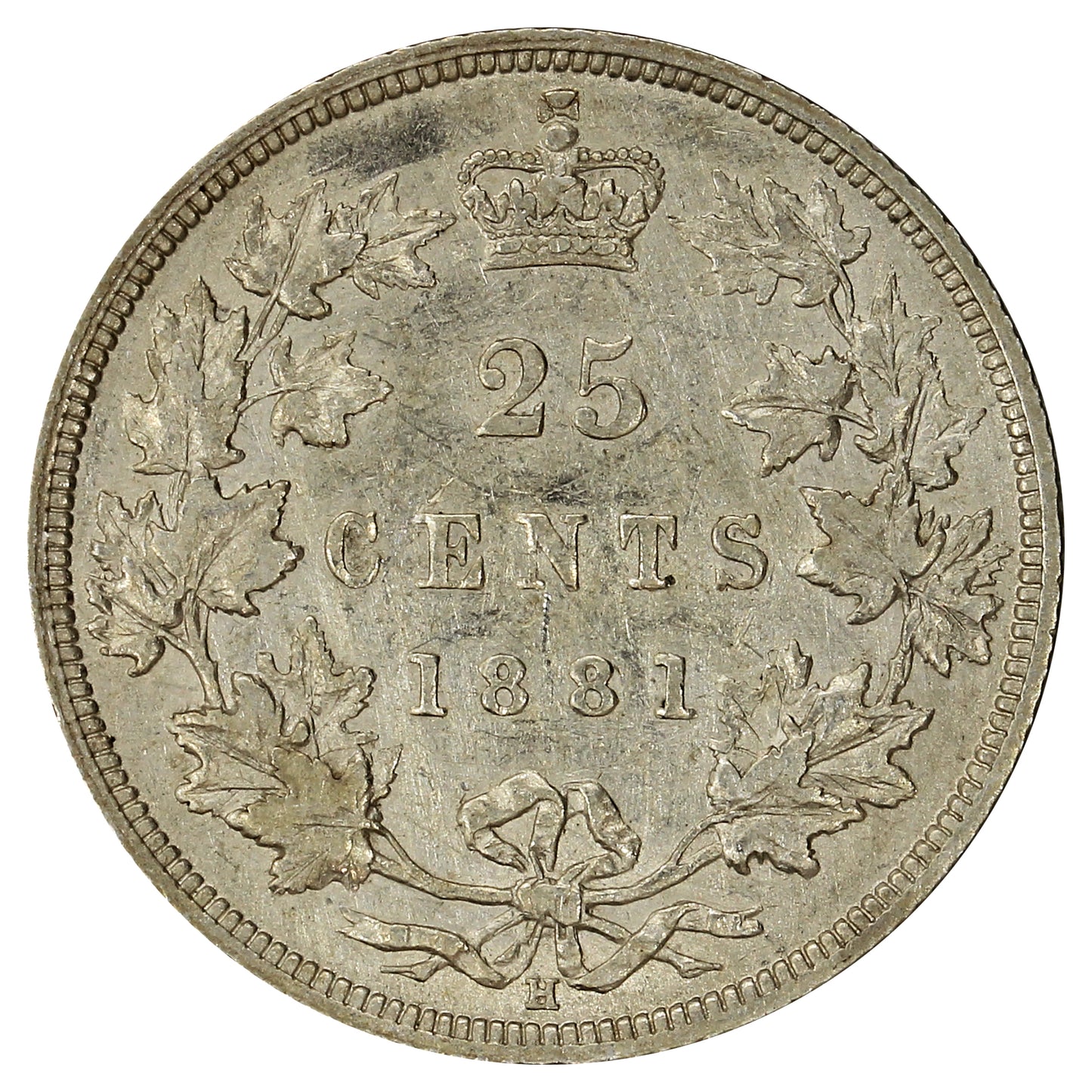 1881H Canada 25-cents Extra Fine (EF40) (Scratched)