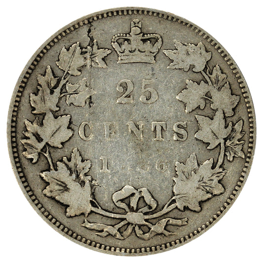 1886 Normal 6 Obv. 2 SBE Canada 25-cents VG-F (VG10) (Scratched)