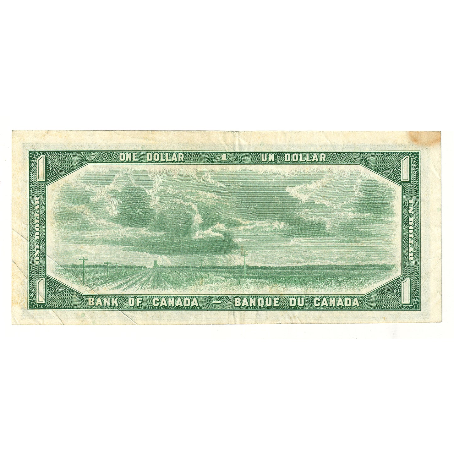 BC-37bA 1954 Canada $1 Beattie-Rasminsky, *H/Y, VF-EF (stain)