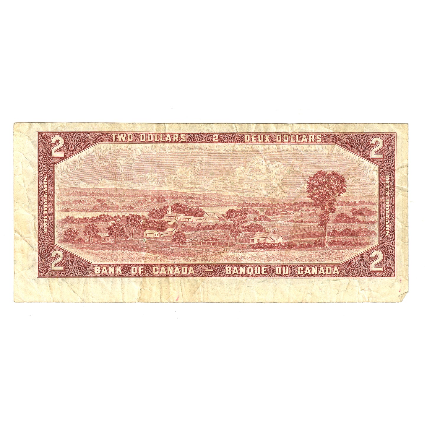 ERROR BC-38bA-E25-i 1954 Canada $2 Beattie-Rasminsky, Out of Register, *B/B, Circulated