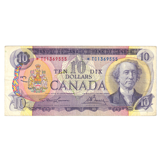 BC-49cA 1971 Canada $10 Lawson-Bouey, *TC, Fine (writing)
