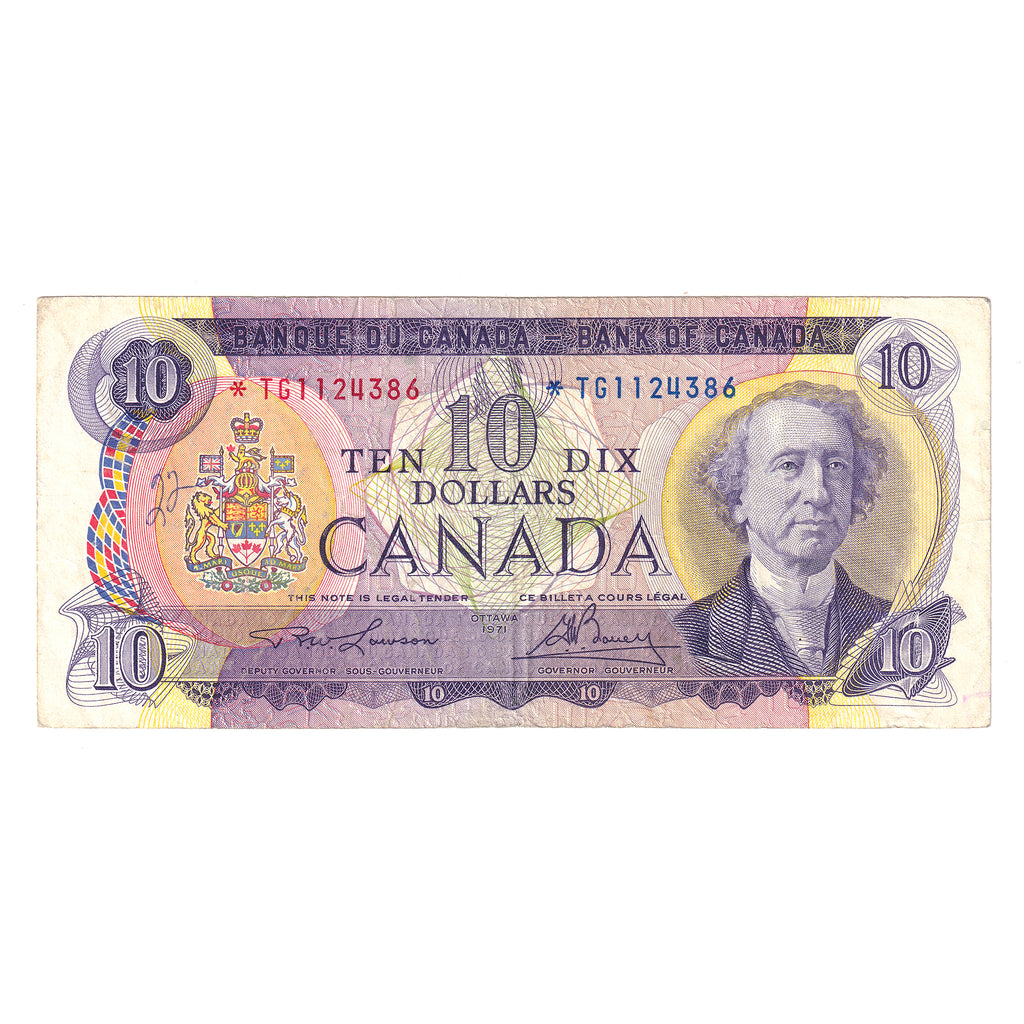 BC-49cA 1971 Canada $10 Lawson-Bouey, *TG, F-VF (writing)