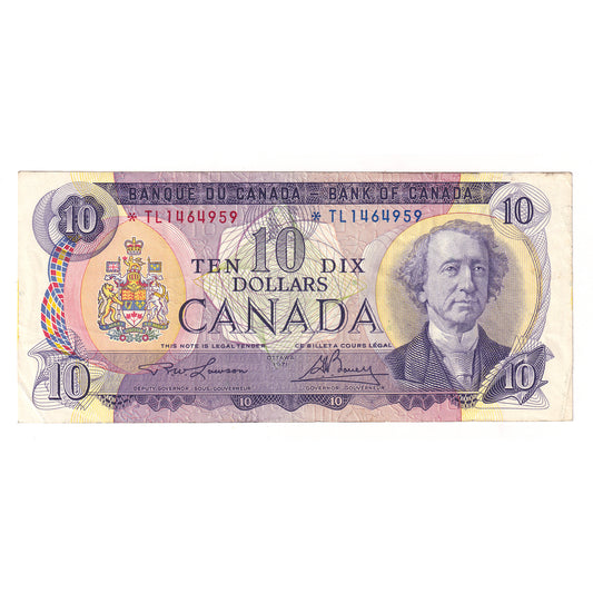 BC-49cA 1971 Canada $10 Lawson-Bouey, *TL, VF (dirt)