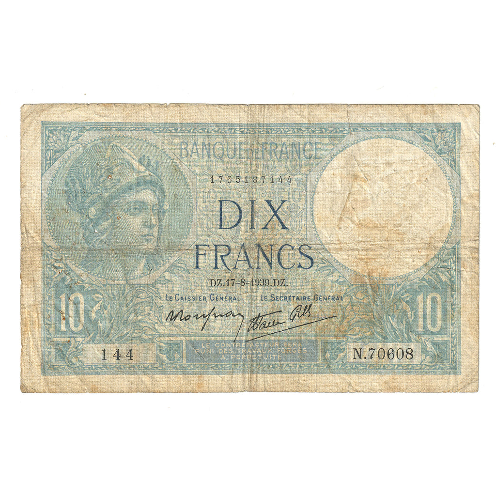 France 1939 10 Franc Note, Pick #84