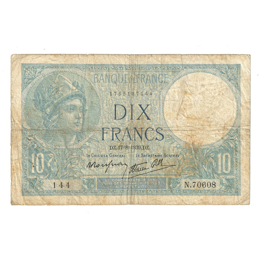 France 1939 10 Franc Note, Pick #84