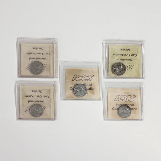 Lot of 5x 1959-1969 Canada 5-cents ICCS Certified PL64, 5pcs