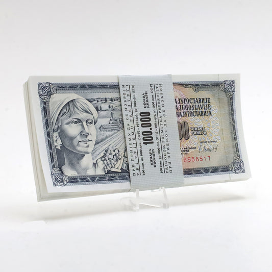 Bundle of 100 Yugoslavia 1981 1000 Dinara Banknotes, 100pcs