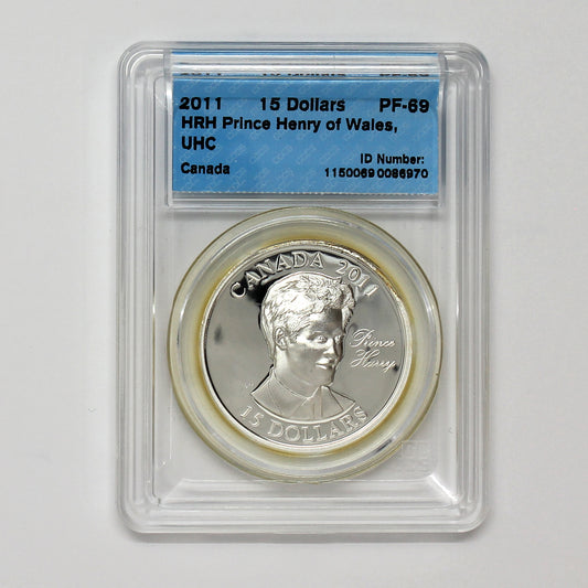 2011 Canada $15 Prince Henry (Harry) of Wales UHR Sterling Silver CCCS Cert. PF69 UHC