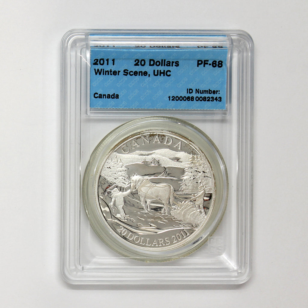 2011 Canada $20 Winter Scene Sterling Silver Coin CCCS Certified PF68 UHC