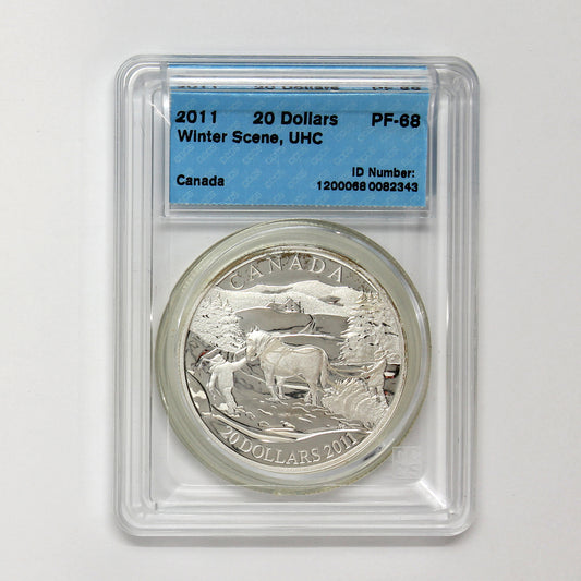2011 Canada $20 Winter Scene Sterling Silver Coin CCCS Certified PF68 UHC