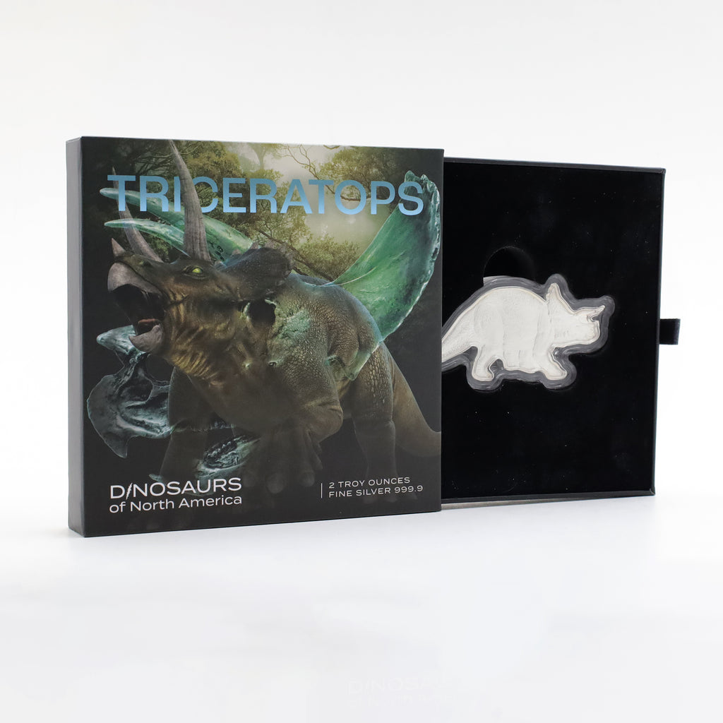2022 $5 PAMP Swiss Dinosaurs of North America Triceratops 2oz. Fine Silver Coin (No Tax) Toned