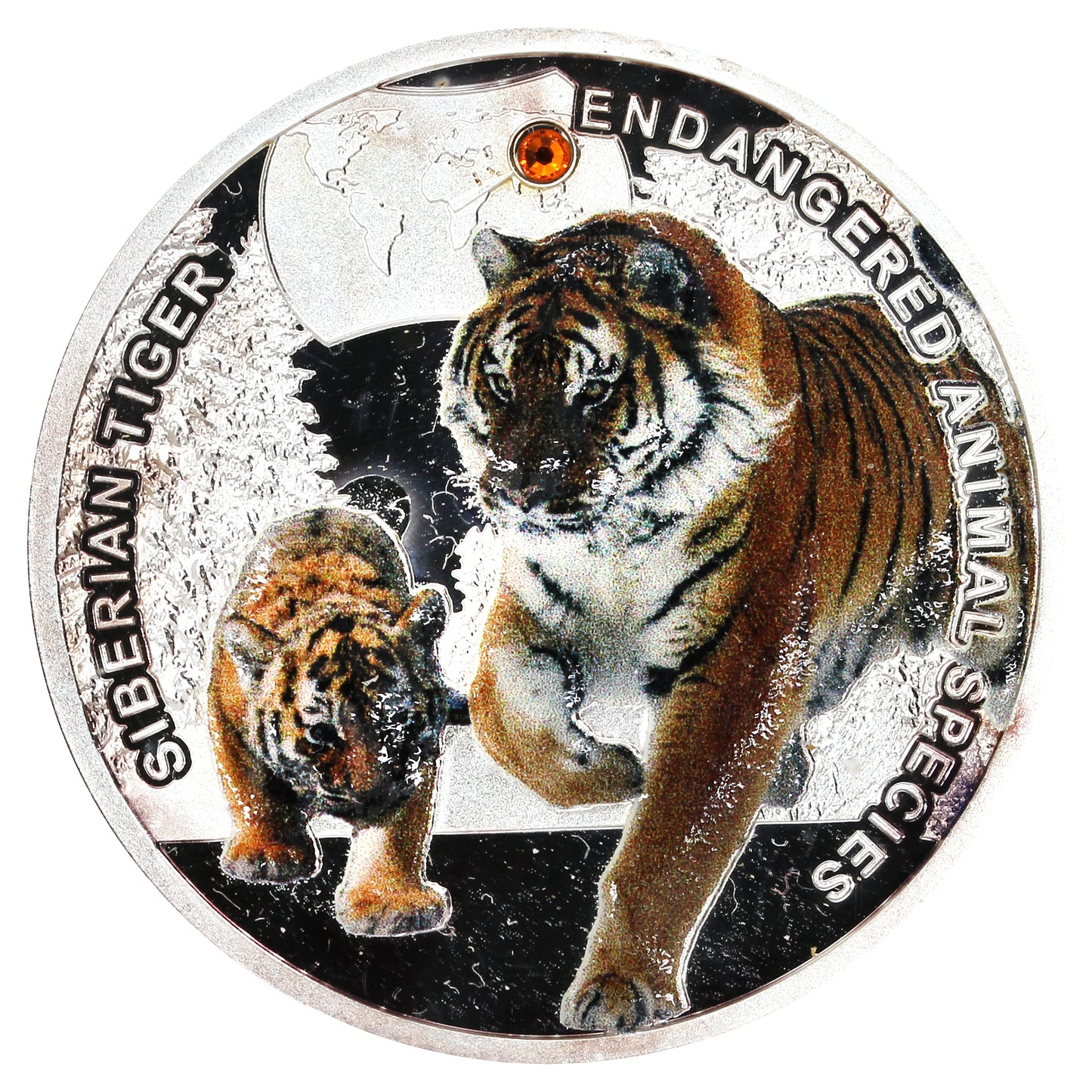 2014 Niue Colourized Endangered Siberian Tiger Fine Silver Coin (No Tax) sticker Error