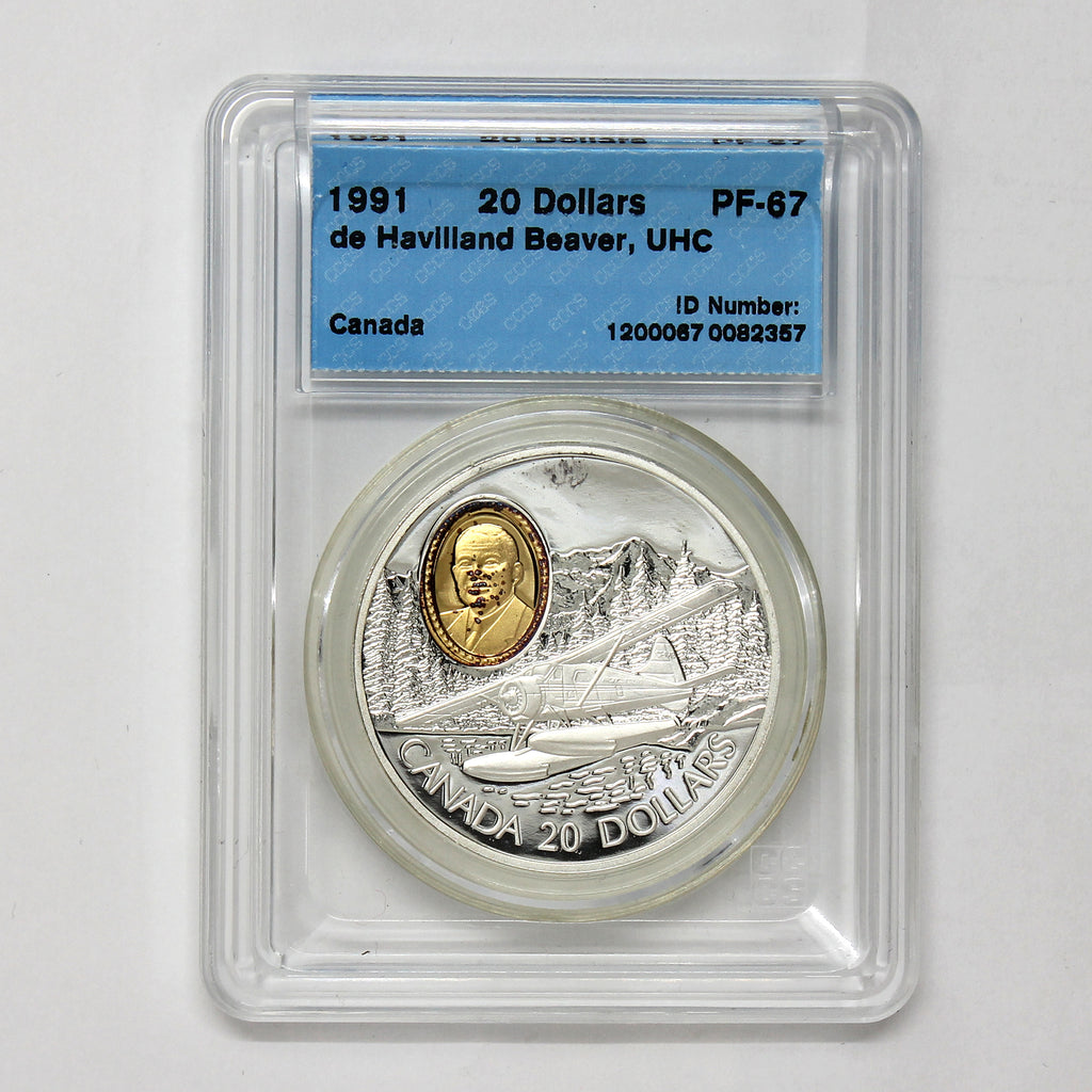 1991 Canada $20 Aviation de Havilland Beaver .925 Silver Coin CCCS Certified PF67 UHC