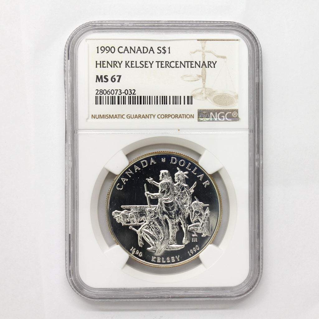 1990 Canada $1 Henry Kelsey Tercentenary .50 Silver Dollar NGC Cert. MS67