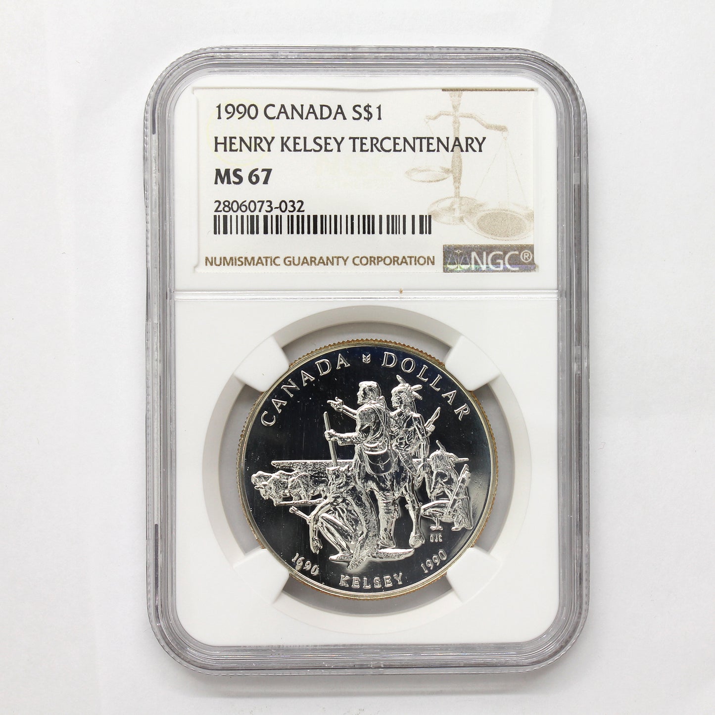 1990 Canada $1 Henry Kelsey Tercentenary .50 Silver Dollar NGC Cert. MS67