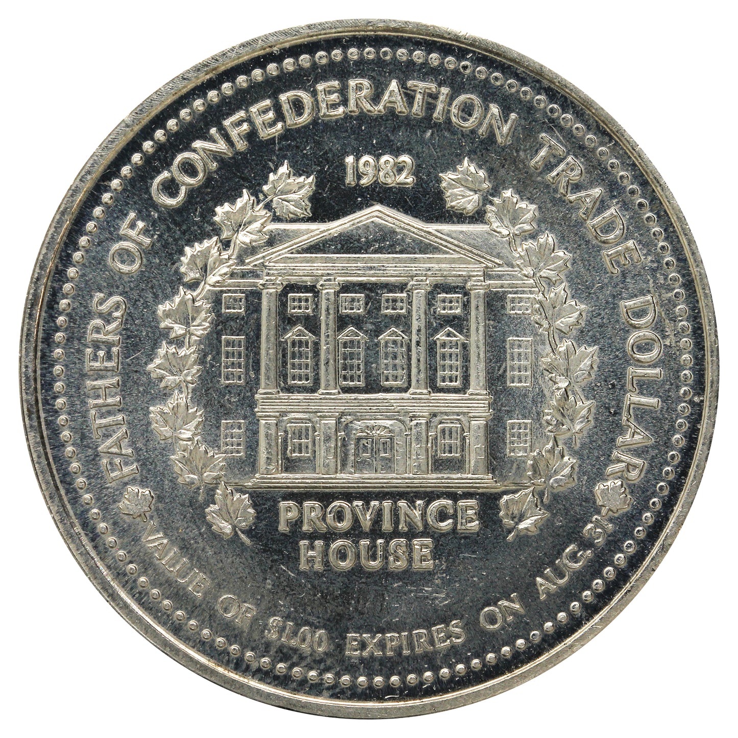 1982 Charlottetown PEI Fathers of Confederation Frederic Carter Nickel $1 Trade Token