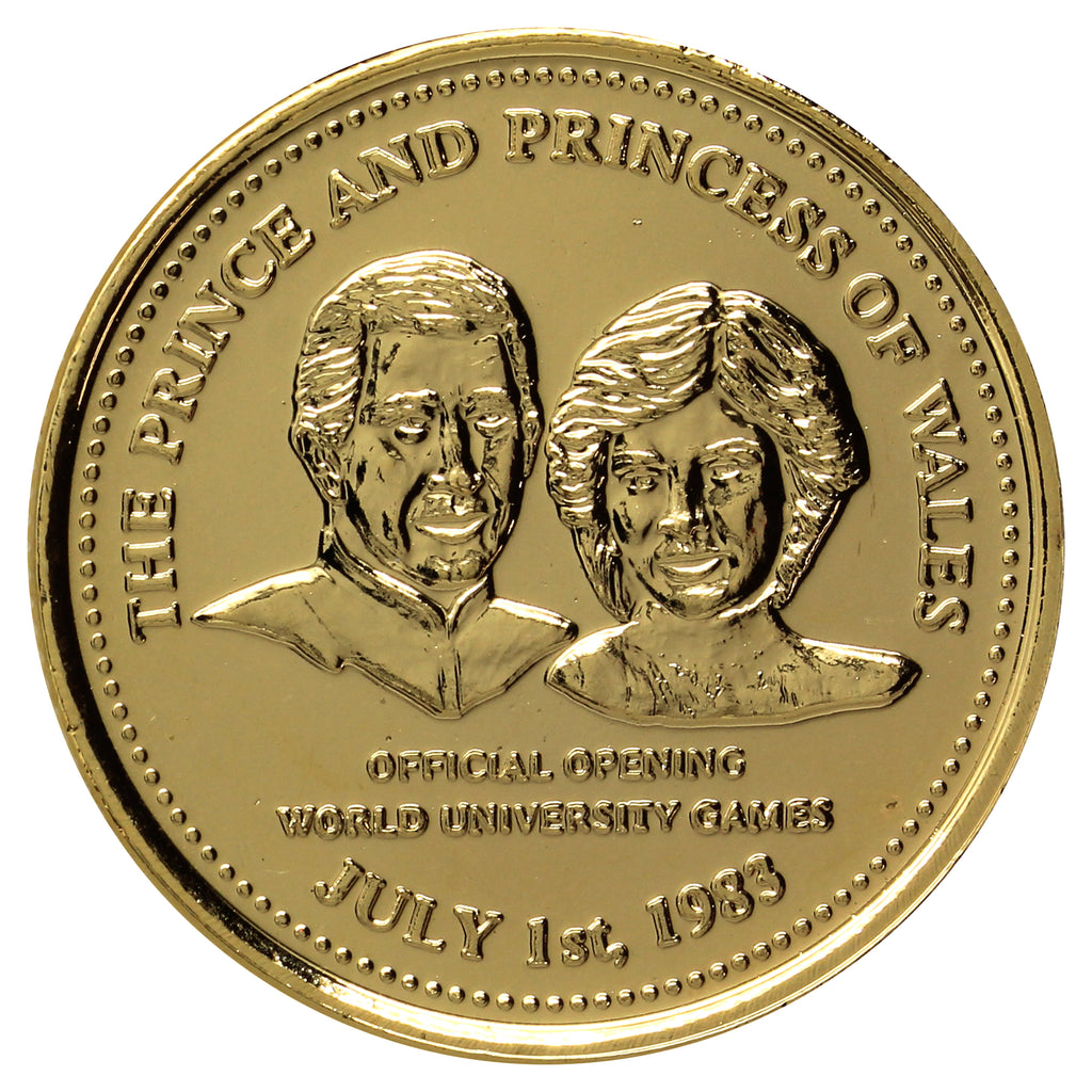 1983 Edmonton, AB, Gold-Plated Klondike Dollar Trade Token: Prince and Princess of Wales