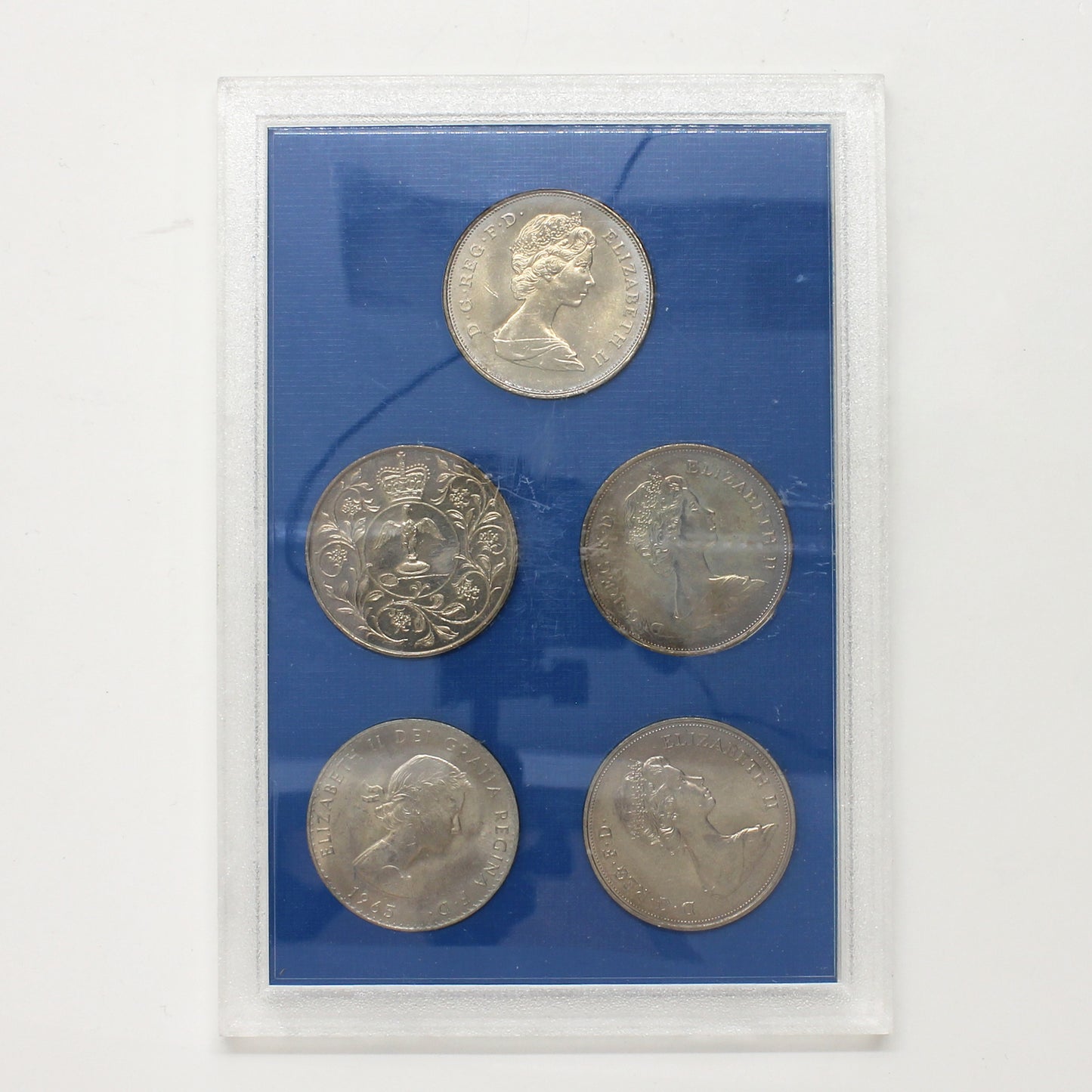 1965-1981 United Kingdom Crowns 5-Coin Collector Set in Presentation Case (Impaired)