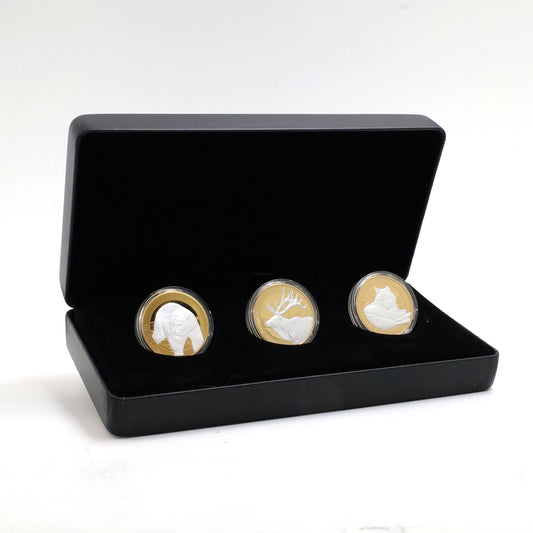 2025 Canada $20 Animal Portraits 3-Coin Gold-Plated Fine Silver in Subscription Box (No Tax)