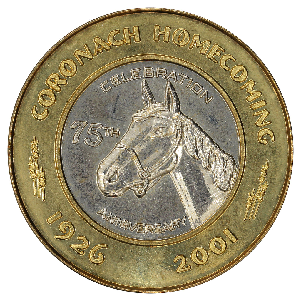 2001 Coronach, SK, 75th Homecoming Celebration Bi-Metallic Medallion