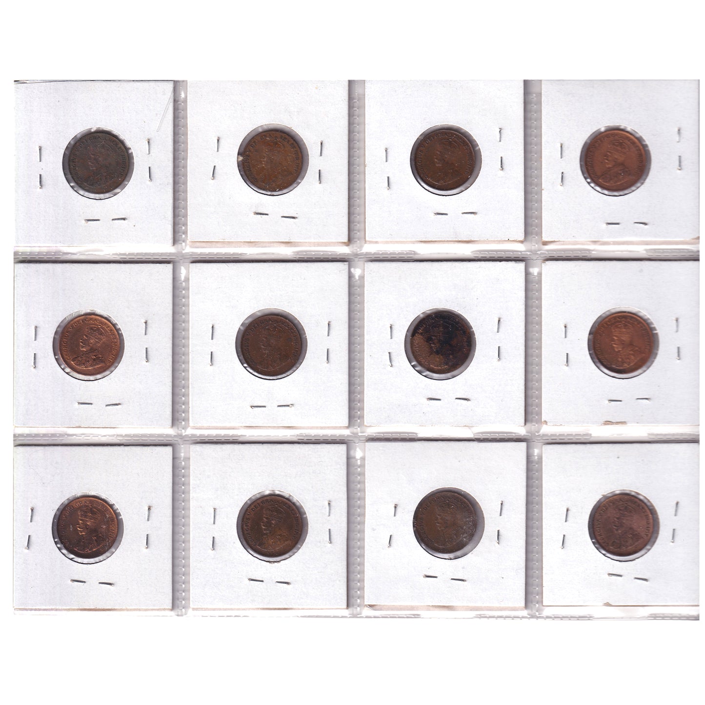 Group Lot of 12x 1924-1935 Canada 1-cent VF to UNC, 12pcs (Impaired)