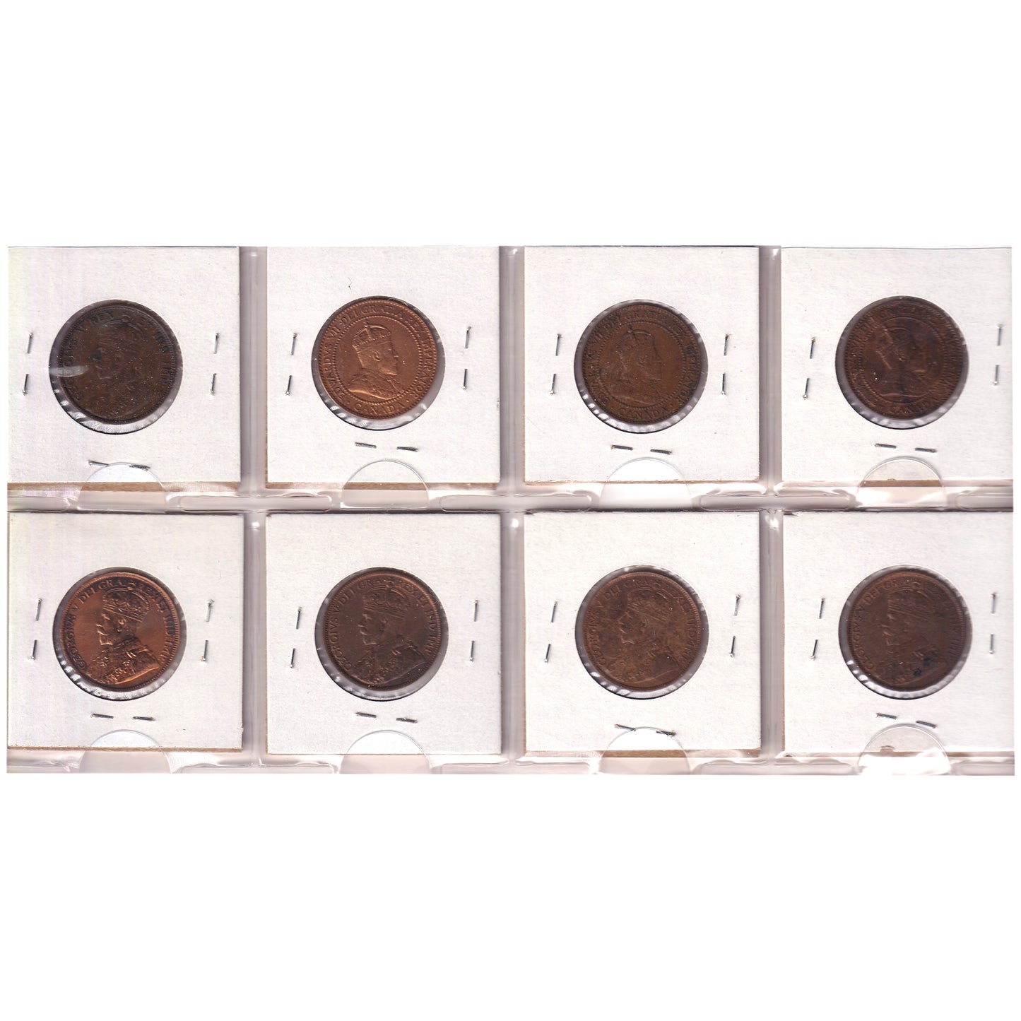 Group Lot of 8x 1908-1915 Canada 1-cent VF to EF-AU, 8pcs (Impaired)