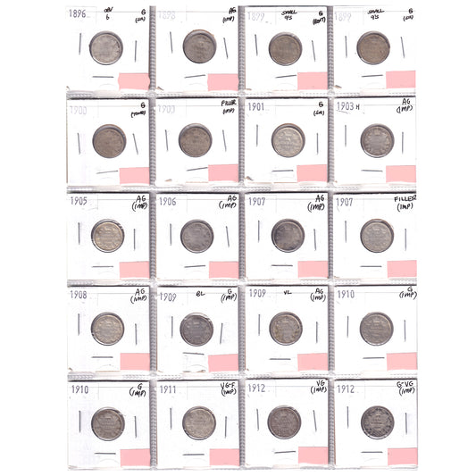 Group Lot of 20x 1896-1912 Canada 10-cents Filler to VG-F, 20pcs (Impaired)