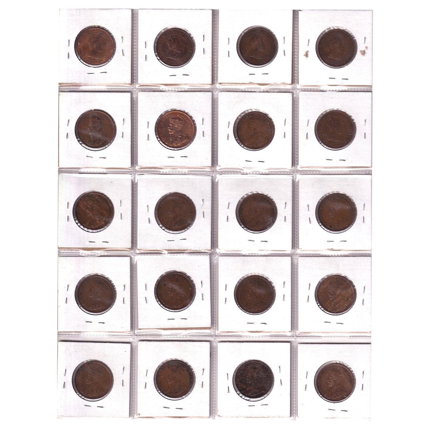 Group Lot of 20x 1909-1920 Canada 1-cent VG to EF-AU, 20pcs (Impaired)