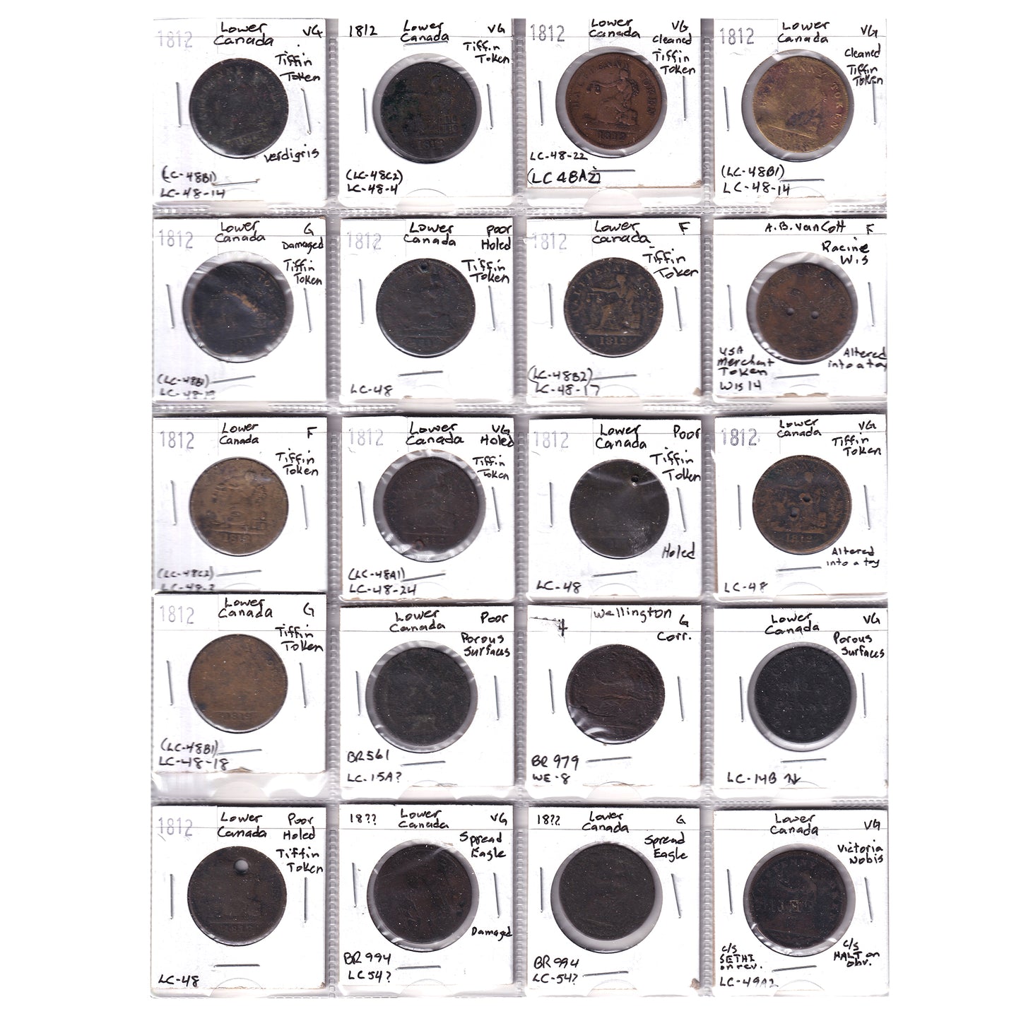 Group Lot of 20x Canada Bank Tokens, Poor to Fine, 20pcs (Impaired)