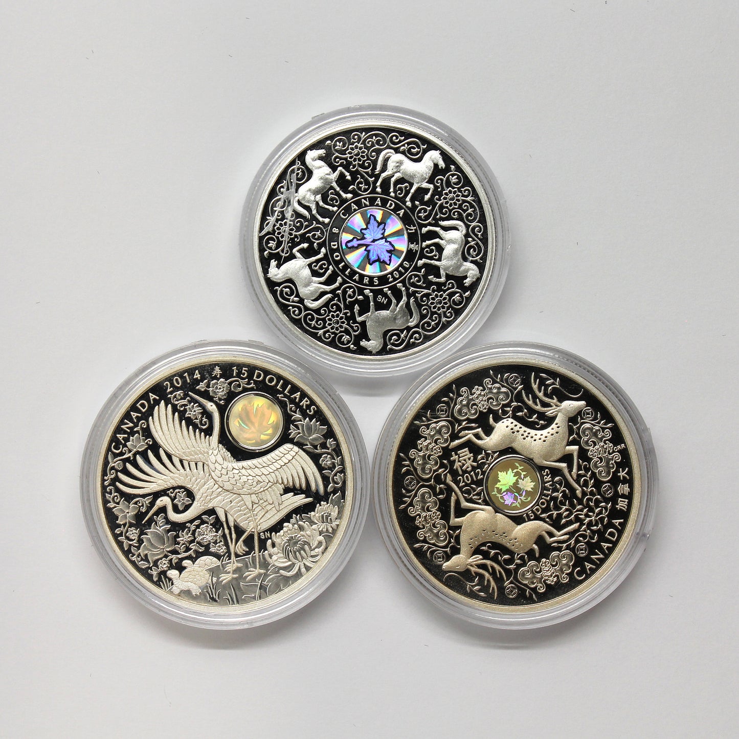 Lot of 3x 2010-2014 Canada Hologram Maple Sterling Coins, 3pcs (Coins Only) (Issues)