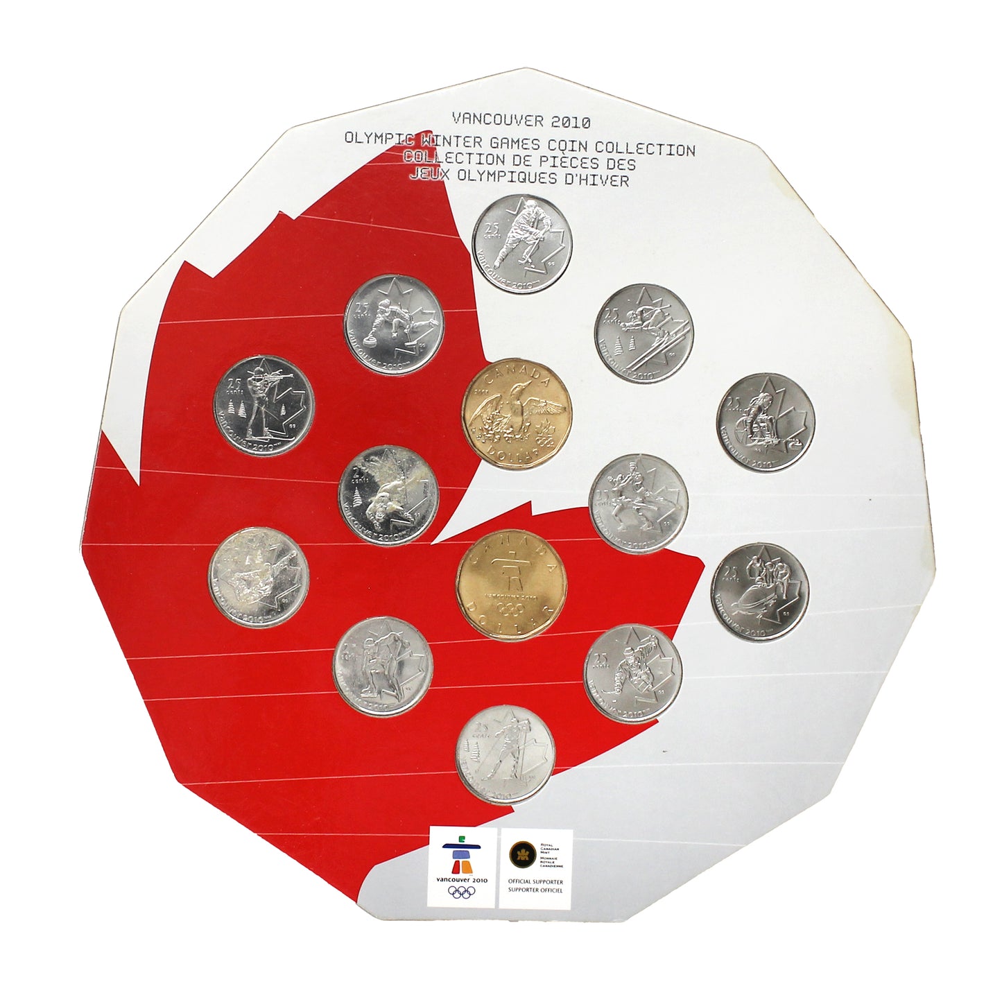 Lot of 12x 1992-2010 Canada 25-cents Sets in Boards or Holders, 12Pcs