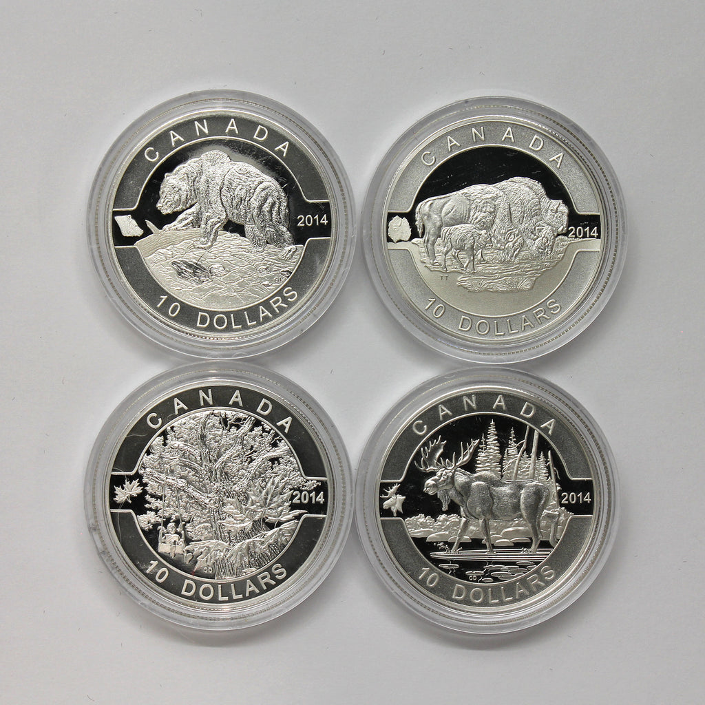 Lot of 4x 2014 $10 O Canada Fine Silver Coins, 4pcs (No Tax) Coins Only