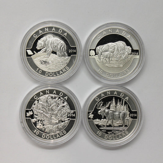 Lot of 4x 2014 $10 O Canada Fine Silver Coins, 4pcs (No Tax) Coins Only