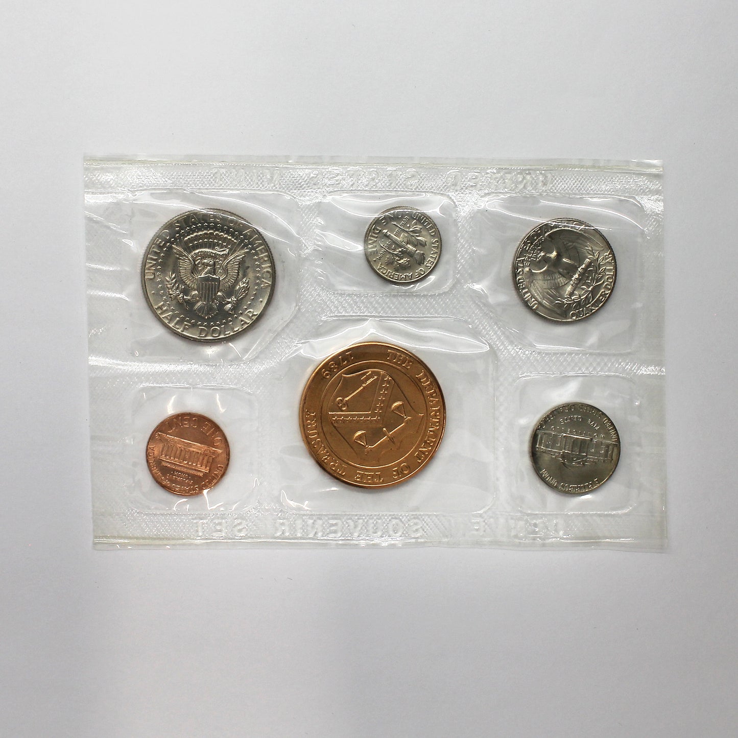 1973 USA Denver Mint 5-coin and Token Souvenir Set in Original Envelope