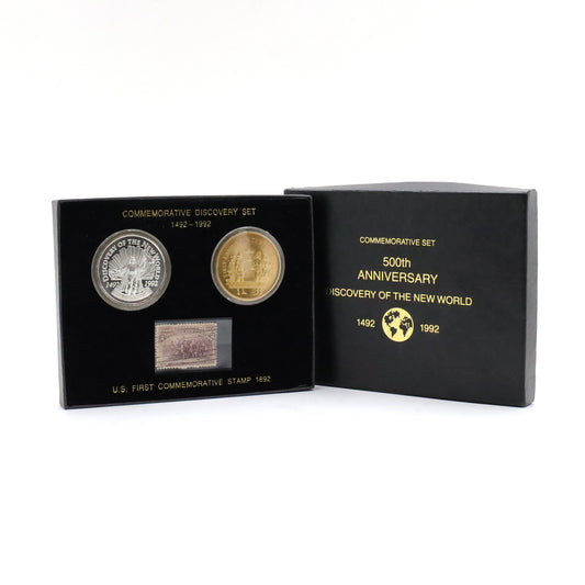 1992 Christopher Columbus Commemorative Discovery Coin & Stamp Set (Inc .999 Silver Coin)