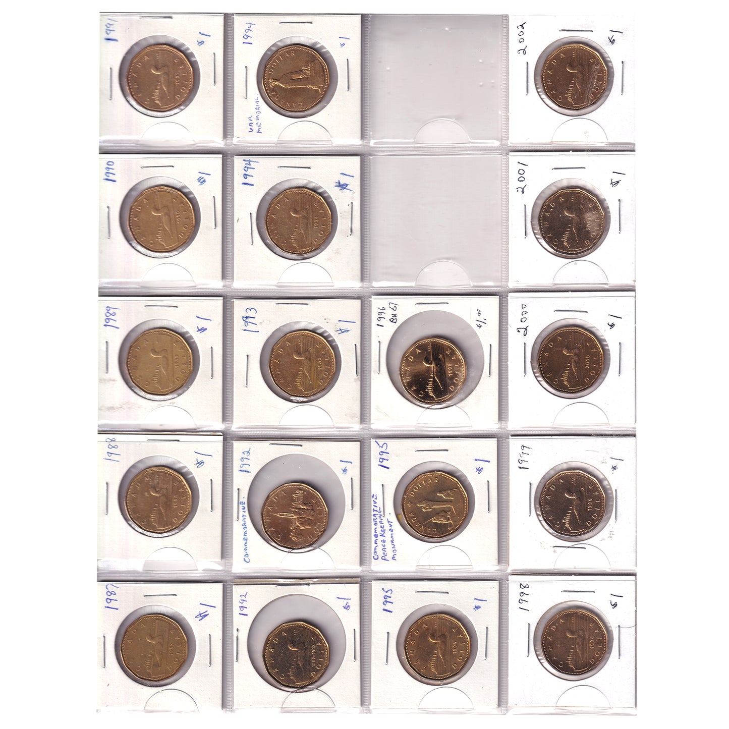 Estate Lot of 170x 1987-2023 Canada Loon Dollars in Red Binder, 170pcs