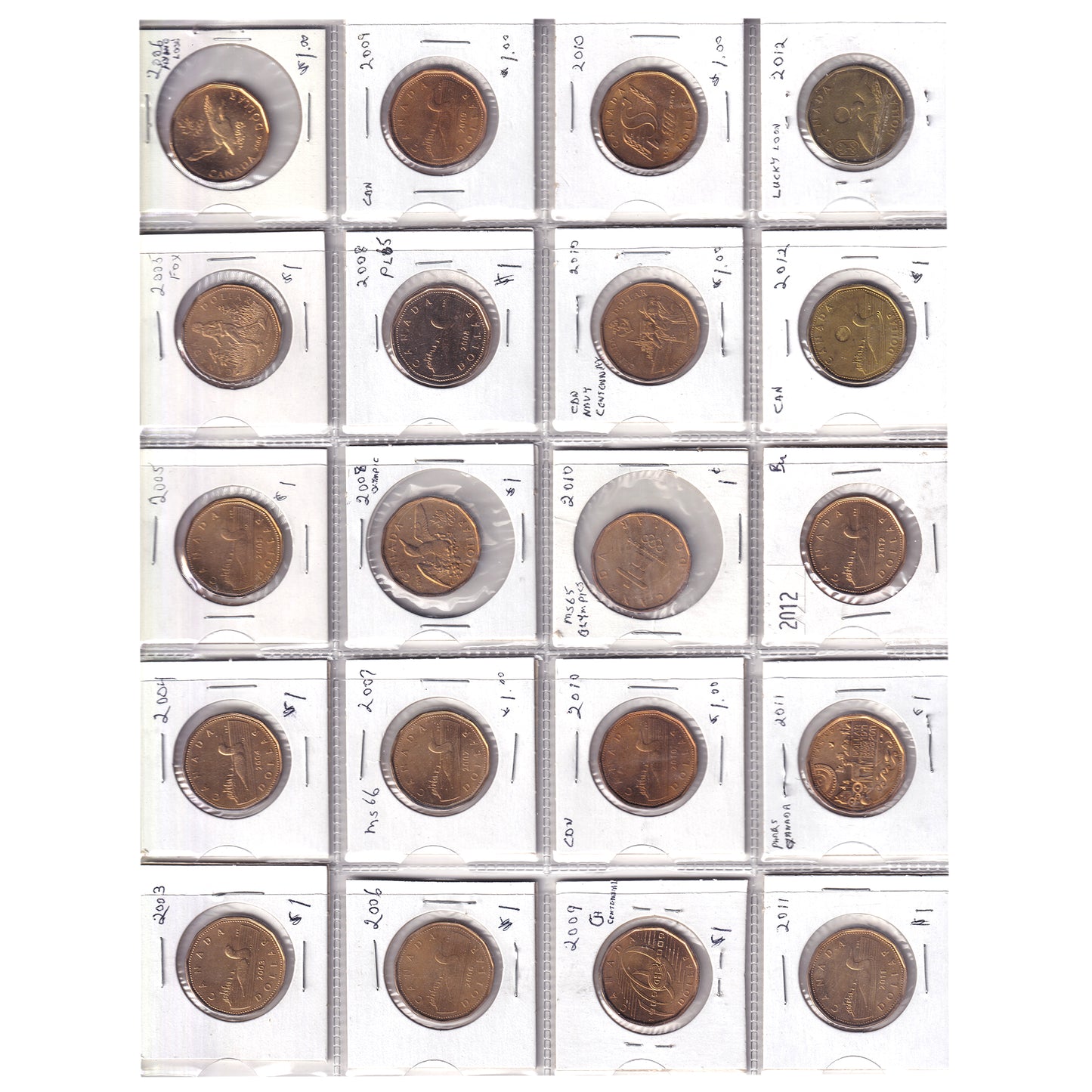 Estate Lot of 170x 1987-2023 Canada Loon Dollars in Red Binder, 170pcs