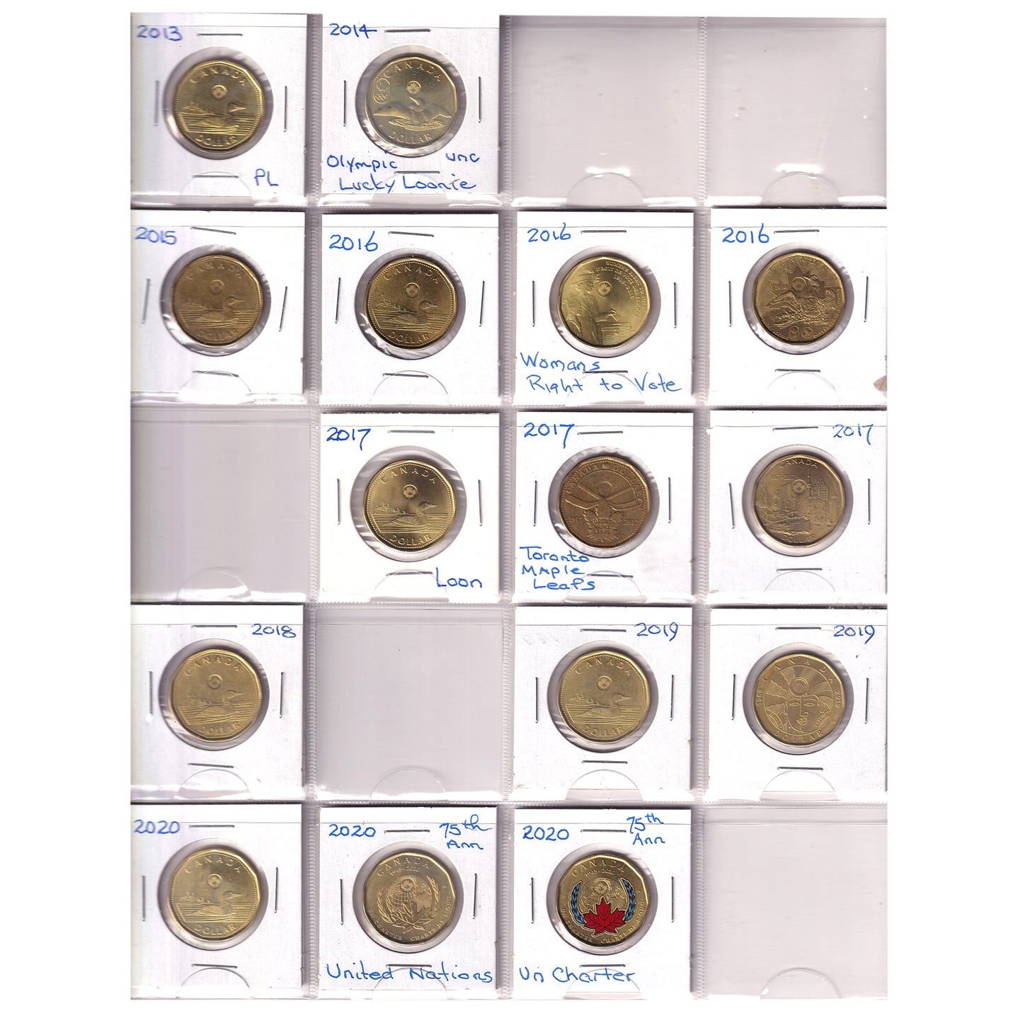 Estate Lot of 170x 1987-2023 Canada Loon Dollars in Red Binder, 170pcs