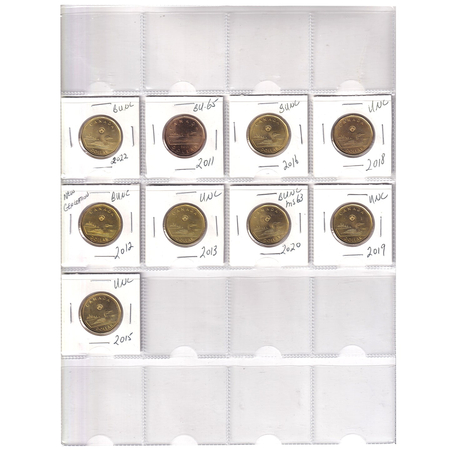 Estate Lot of 170x 1987-2023 Canada Loon Dollars in Red Binder, 170pcs