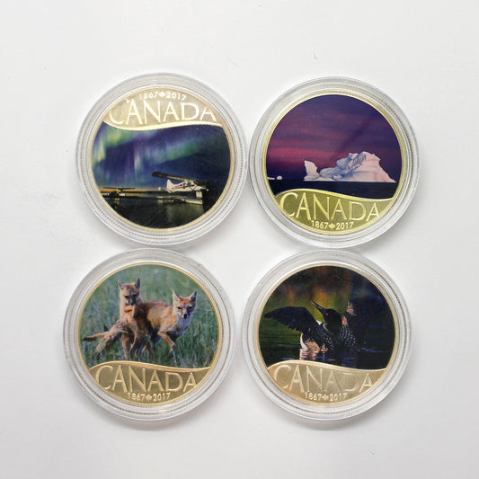 Lot of 4x 2017 $10 Celebrating Canada's 150th Silver, 4pcs (No Tax) Coins Only (Issues)