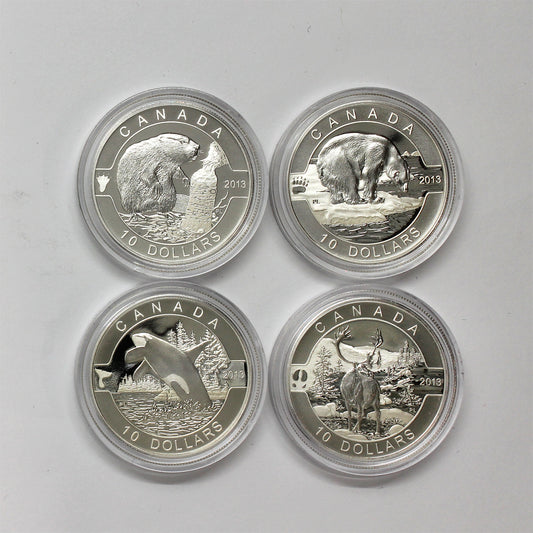 Lot of 4x 2013 $10 O Canada Fine Silver Coins, 4pcs (No Tax) Coins Only (Scr Caps)
