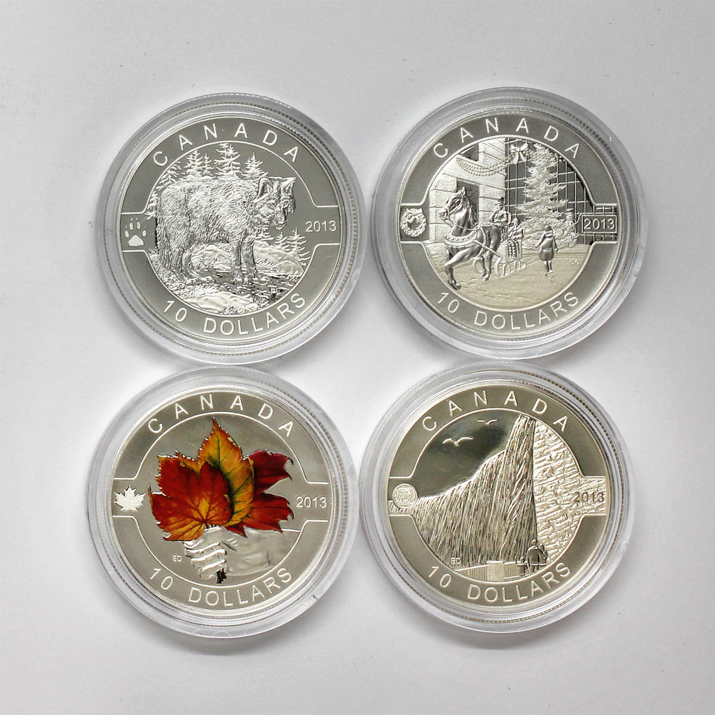 Lot of 4x 2013 $10 O Canada Fine Silver Coins, 4pcs (No Tax) Coins Only (Scr Caps)