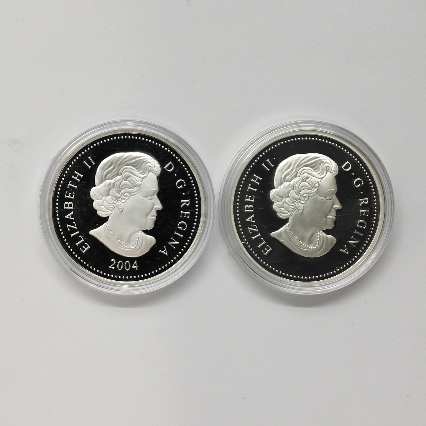 Pair of 2004 & 2005 Canada $5 Silver from Sets, 2pcs (No Tax) Coins Only (Scr. Caps)