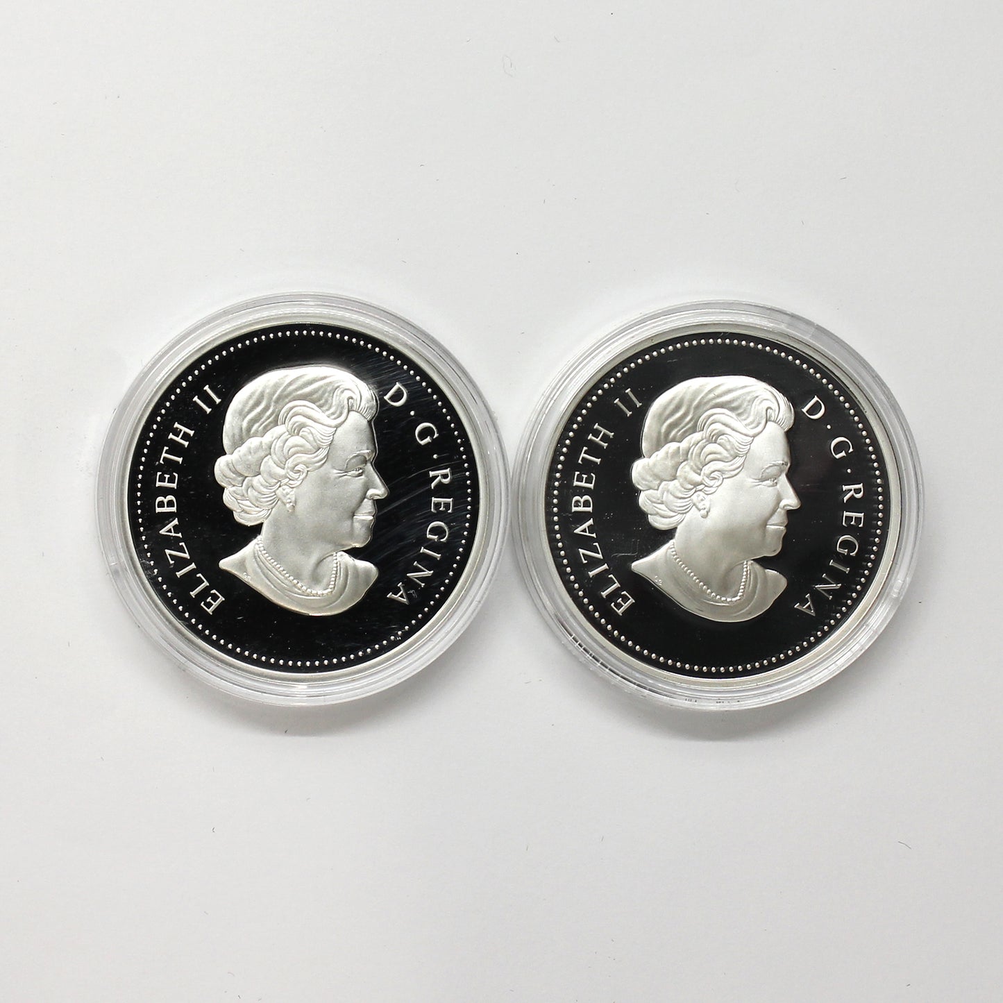 Pair of 2005 & 2006 Canada $5 Silver from Sets, 2pcs (No Tax) Coins Only (Scr. Caps)
