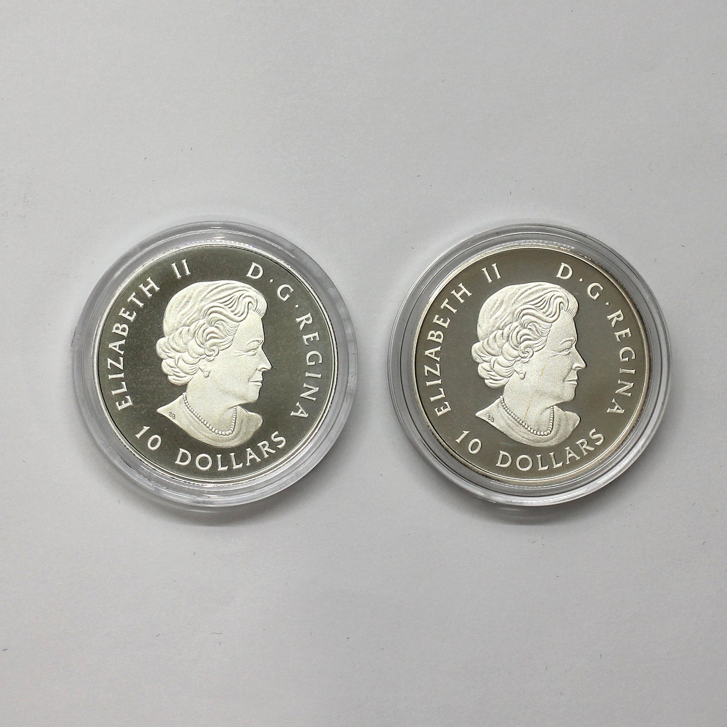 Pair of 2017 $10 Celebrating Canada's 150th Silver, 2pcs (No Tax) Coins Only (Scr. Caps)