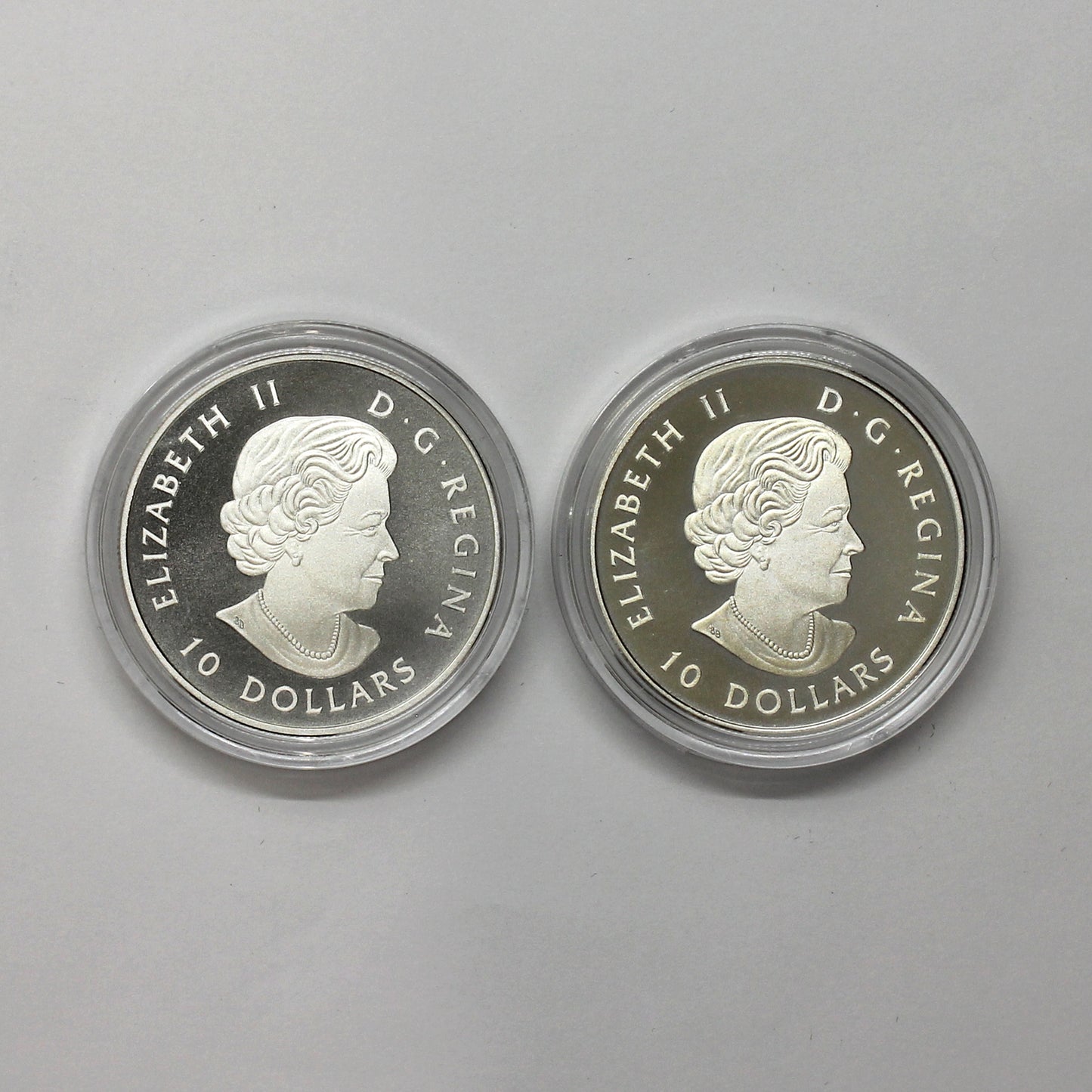 Pair of 2017 $10 Celebrating Canada's 150th Silver, 2pcs (No Tax) Coins Only (Scr. Caps)