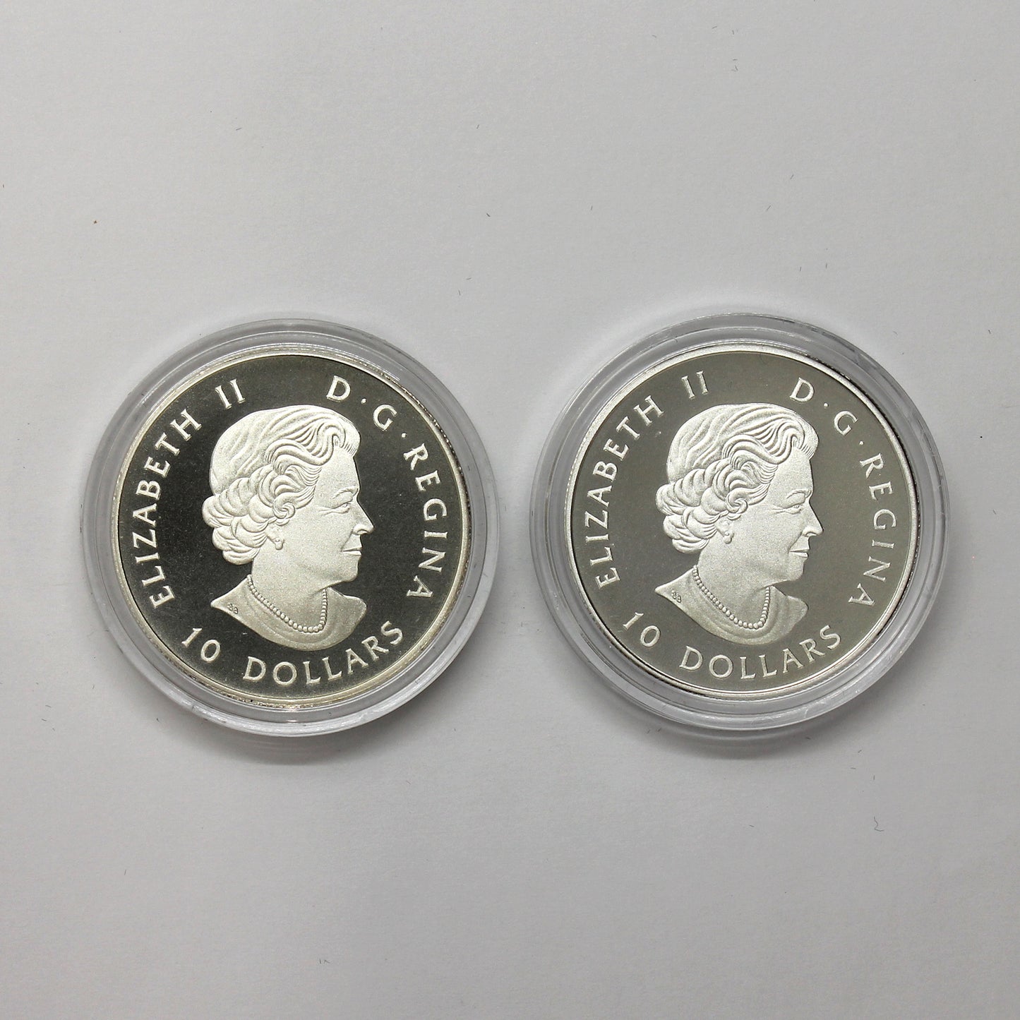Pair of 2017 $10 Celebrating Canada's 150th Silver, 2pcs (No Tax) Coins Only (Scr. Caps)
